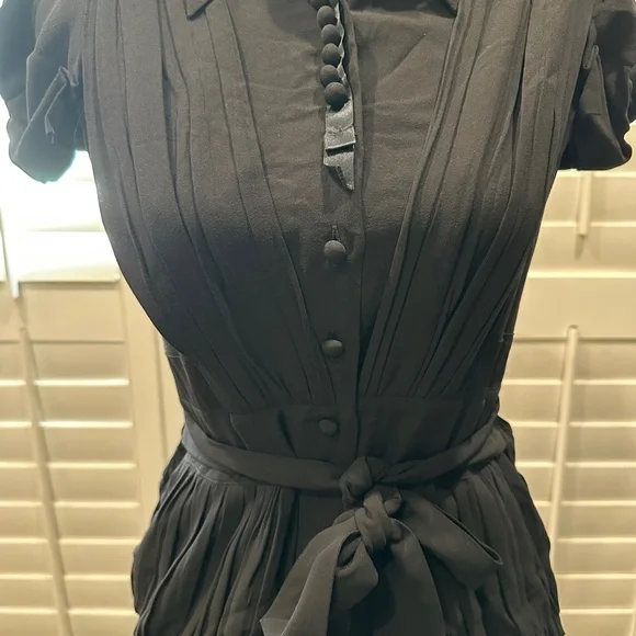 Gorgeous Black Prada Pleated Button up Blouse - Picture 4 of 5